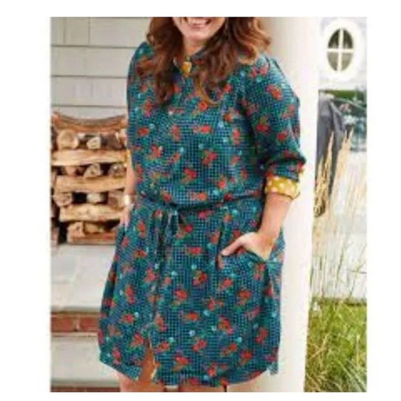 Matilda Jane Floral Plaid Check Shirt Dress Green Button Down S Longsleeves New - Picture 1 of 8